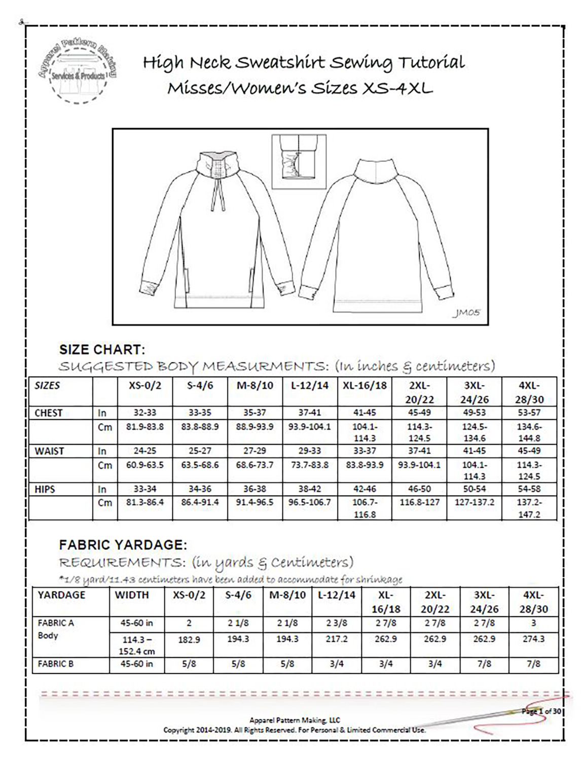 High Neck Sweatshirt Sewing Pattern
