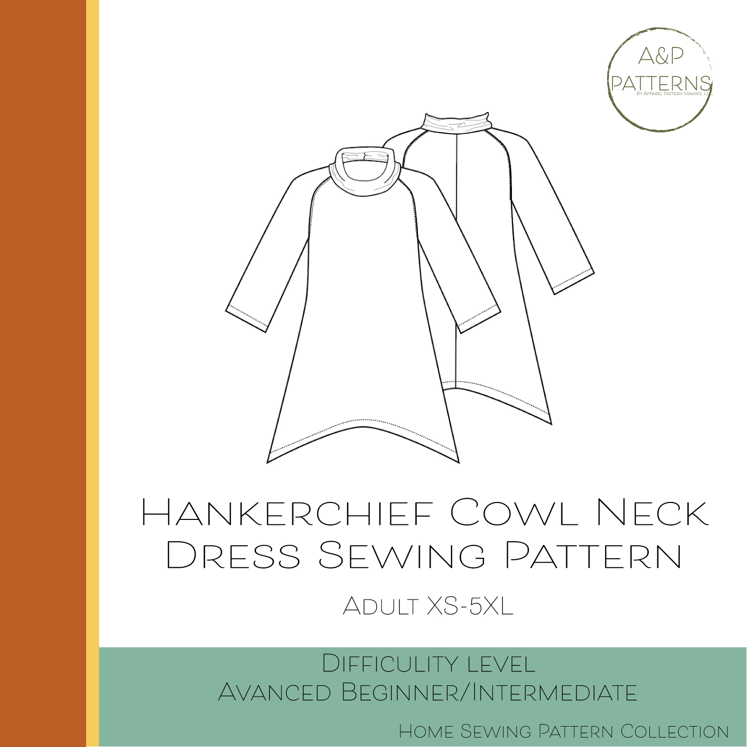 Handkerchief Cowl Neck Dress Sewing Pattern